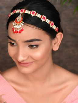 Silvermerc Designs - Gold Plated AD Traditional Wedding Matha Patti Sheeshphool