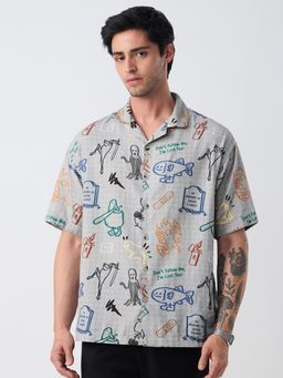 The Souled Store - Grey Oversized Freeform Men Oversized Shirt