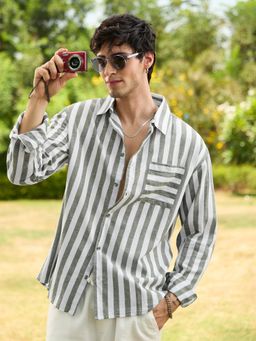 The Souled Store - Men Green Striped Shirt