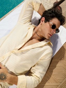 The Souled Store - Yellow Stripes Collar Neck Shirt
