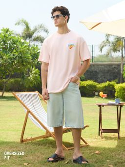 The Souled Store - Pink Graphic Casual Oversized Round Neck T-Shirt