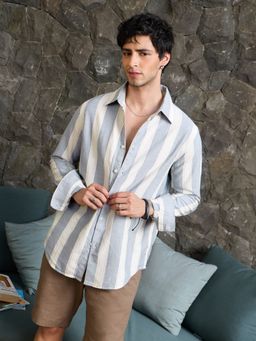 The Souled Store - Stripe Linear Blue Men Relaxed Shirts