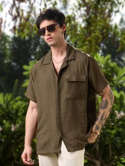 The Souled Store - Crinkled Chestnut Men Holiday Shirts