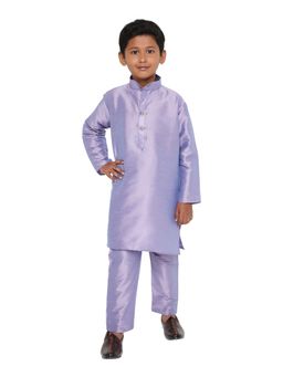 Maharaja - Kids Banarasi Dupion Silk Kurta Pyjama in Lilac for Boys (Set of 2)
