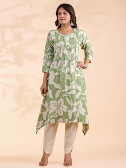 Vbuyz - Green Kurta and Pant (Set of 2)