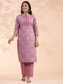 Vbuyz - Pink Printed Kurta and Palazzo (Set of 2)