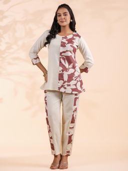 Vbuyz - Pink Printed Top and Pant Co-Ord (Set of 2)