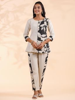 Vbuyz - Black Printed Top and Black Co-Ord (Set of 2)