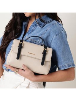 Fastrack - Monochrome Muse Satchel Bag With Detachable Strap - White And Black