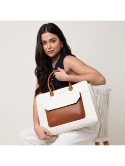 Fastrack - Powerplay Beige Laptop Tote Bag With Detachable Strap