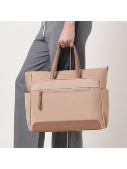 Fastrack - Nylon Edit Laptop Tote Bag With Detachable Strap - Beige
