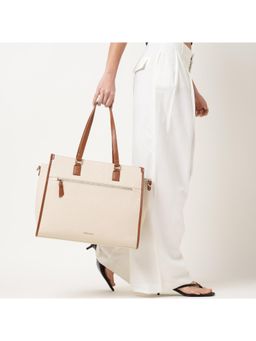 Fastrack - Power Carry Laptop Tote Bag With Detachable Strap - Beige