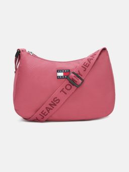 Tommy Hilfiger - Solid Pink Polyester Handbag with Detachable Strap