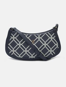 Tommy Hilfiger - Printed Navy Blue Polyurethane Sling Bag