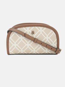 Tommy Hilfiger - Printed Beige Polyurethane Sling Bag