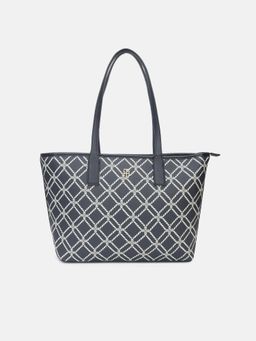 Tommy Hilfiger - Printed Navy Blue Polyurethane Tote Bag