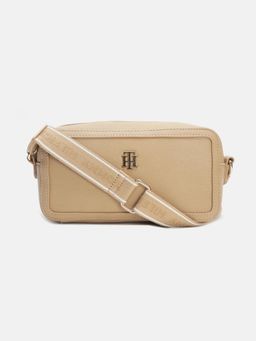 Tommy Hilfiger - Solid Beige Polyurethane Sling Bag