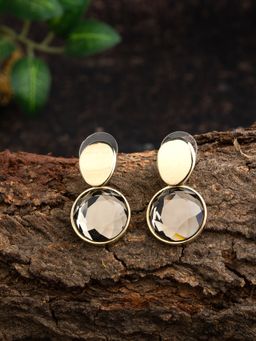 E2O - Contemporary Gold Toned Black Drop With Brown Stone