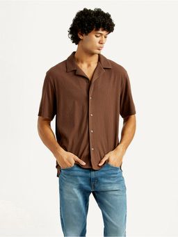 Levi's - Mens Textured Relaxed Fit Camp Brown Casual Shirt