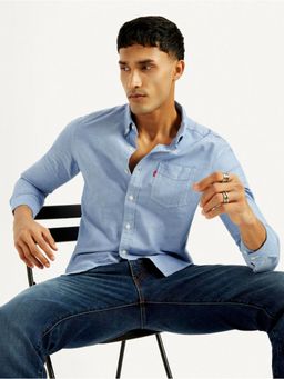 Levi's - Mens Solid Slim Fit Blue Casual Shirt