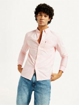 Levi's - Mens Solid Slim Fit Pink Casual Shirt