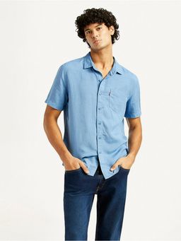Levi's - Mens Solid Slim Fit Blue Casual Shirt