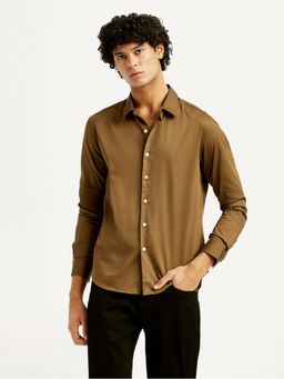 Levi's - Mens Solid Slim Fit Brown Casual Shirt
