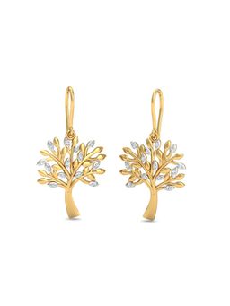 KuberBox - 18K Gold Tree Of Life Diamond Hook Earrings for Women-Girls