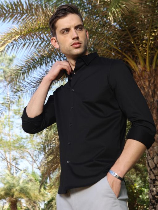 MELVIN JONES Midnight Weave Knitted Woven Shirt