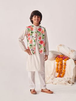 PSPeaches - Boys Printed Regular Kurta with Pyjamas and Jacket (Set of 3)