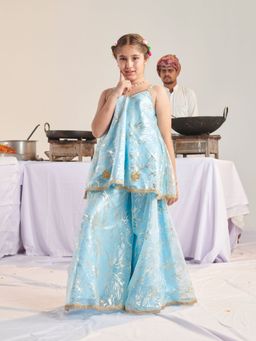 PSPeaches - Girls Regular Kurta with Palazzos (Set of 2)