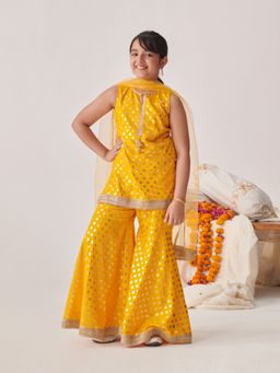 PSPeaches - Girls Regular Gotta Patti Kurta with Sharara & Dupatta (Set of 3)