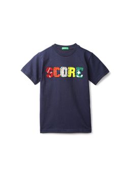 United Colors of Benetton - Boys Navy Blue Embroidered T-shirt