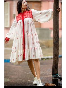 PRATHAA - Debi Jamdani Three Tier Flare Dress