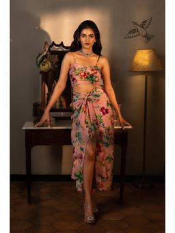 AFFROZ - Dusty Rose Wrapped Skirt With Bustier