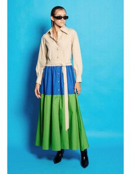 CINCIN Fashion - Shweta Tiwari N Two Tier Poplin Colour Contrast Maxi Dress