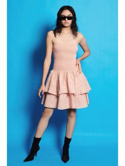 CINCIN Fashion - Poplin Smocky Layered Short Mini Dress