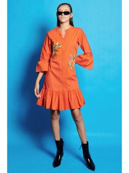 CINCIN Fashion - Embroidered Bell Sleeves Knee Length Dress