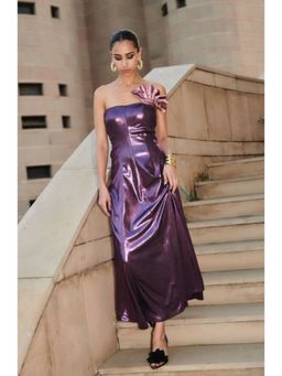 CINCIN Fashion - Purple Metallic Long Tube Maxi Dress