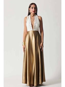 CINCIN Fashion - Golden Aura Solid Maxi Dress