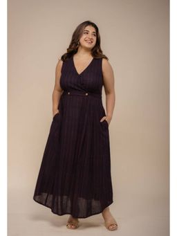 The Indian Ethnic Co. - Libha Black Dabu Slub Cotton A Line Dress