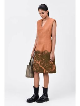 Genes Lecoanet Hemant - Slim Fit V-Neck Sleeveless Dress With Canopy Print