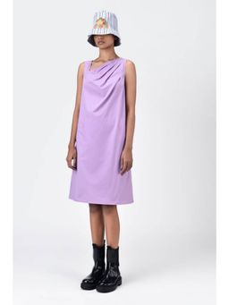 Genes Lecoanet Hemant - Cotton Poplin A-Line Dress With Asymmetric Neck-Lavender