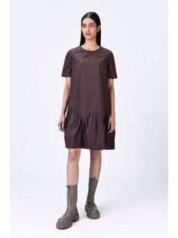Genes Lecoanet Hemant - Relaxed Fit Dress With Gathered Panel - Brown