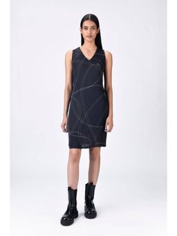 Genes Lecoanet Hemant - Black A-Line Giza Cotton Poplin Dress With Embroidery
