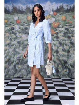 Genes Lecoanet Hemant - Labyrinth Print Semi Fit Wraparound- Light Blue