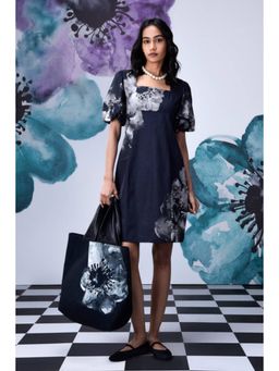 Genes Lecoanet Hemant - Anemone Flower Regular Fit Dress - Black Grey