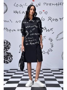 Genes Lecoanet Hemant - Scribble Text Relax Fit Shirt Dress- Black