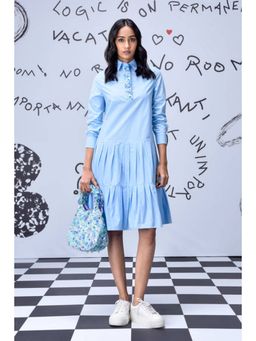 Genes Lecoanet Hemant - Sequin Placket Relax Fit Dress- Light Blue