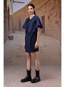 Genes Lecoanet Hemant - Navy Flounce Sleeve Cotton Dress